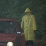 that man in his yellow raincoat